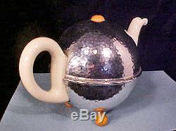 1930's ART DECO GERMAN WMF HUTSCHENREUTHER SILVER COFFEE TEA SUGAR CREAMER SET