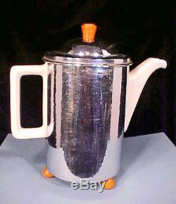 1930's ART DECO GERMAN WMF HUTSCHENREUTHER SILVER COFFEE TEA SUGAR CREAMER SET