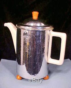 1930's ART DECO GERMAN WMF HUTSCHENREUTHER SILVER COFFEE TEA SUGAR CREAMER SET