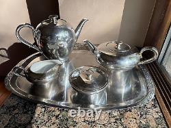 1930's Art Deco WMF Silver Plate over Heinrich Porcelain 5 Pc Coffee & Tea Set