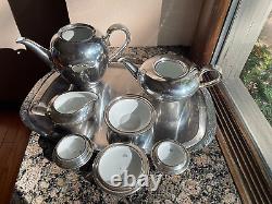 1930's Art Deco WMF Silver Plate over Heinrich Porcelain 5 Pc Coffee & Tea Set