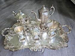 1930's GOLDFEDER ART DECO SILVER PLATE TEA SET INCLUDES 28.5 X 17.5 TRAY