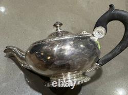 1931 Silver Plated Teapot Mfg. By TH. HENRY Ebony handle Bachelor teapot. 4 1 8