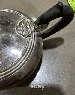 1931 Silver Plated Teapot Mfg. By TH. HENRY Ebony handle Bachelor teapot. 4 1 8