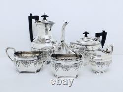 1940 Wallace England Silver On Copper Hand Chased Embossed Tea Coffee Set 5 Pc