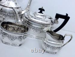 1940 Wallace England Silver On Copper Hand Chased Embossed Tea Coffee Set 5 Pc