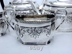 1940 Wallace England Silver On Copper Hand Chased Embossed Tea Coffee Set 5 Pc