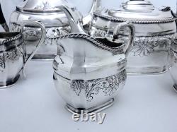 1940 Wallace England Silver On Copper Hand Chased Embossed Tea Coffee Set 5 Pc