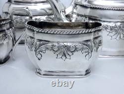 1940 Wallace England Silver On Copper Hand Chased Embossed Tea Coffee Set 5 Pc