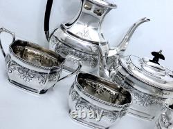 1940 Wallace England Silver On Copper Hand Chased Embossed Tea Coffee Set 5 Pc