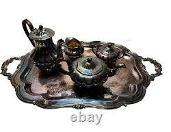 1940s Sheffield Design Community Melon Silver Plate Tea Coffee Serving Set
