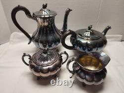 1940s Sheffield Design Community Melon Silver Plate Tea Coffee Serving Set