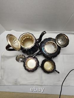 1940s Sheffield Design Community Melon Silver Plate Tea Coffee Serving Set
