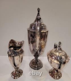 1941 ETERNALLY YOURS 1847 Rogers Coffee Tea Set Silverplate 3 Pieces Vtg EUC