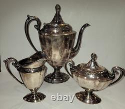 1941 ETERNALLY YOURS 1847 Rogers Coffee Tea Set Silverplate 3 Pieces Vtg EUC