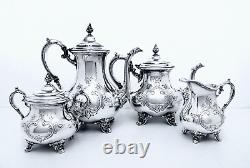 1950 Gorham Anchor Duchess Hand Chased Midcentury Rococo Ornate Coffee Tea Set