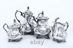 1950 Gorham Anchor Duchess Hand Chased Midcentury Rococo Ornate Coffee Tea Set