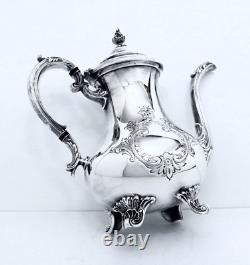 1950 Gorham Anchor Duchess Hand Chased Midcentury Rococo Ornate Coffee Tea Set