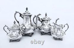 1950 Gorham Anchor Duchess Hand Chased Midcentury Rococo Ornate Coffee Tea Set