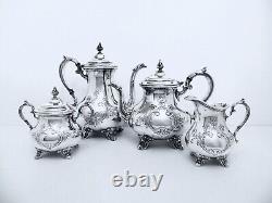 1950 Gorham Anchor Duchess Hand Chased Midcentury Rococo Ornate Coffee Tea Set