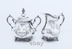 1950 Gorham Anchor Duchess Hand Chased Midcentury Rococo Ornate Coffee Tea Set
