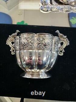 1950's Aztec Rose Sanborn Mexico Sterling Silver Tea Set