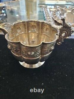 1950's Aztec Rose Sanborn Mexico Sterling Silver Tea Set