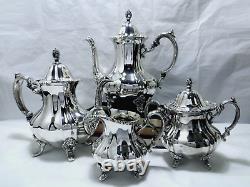 1960 Towle Silver Grand Duchess Rococo Ornate Footed Scalloped Coffee & Tea Set