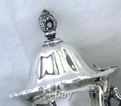 1960 Towle Silver Grand Duchess Rococo Ornate Footed Scalloped Coffee & Tea Set