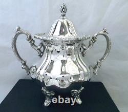 1960 Towle Silver Grand Duchess Rococo Ornate Footed Scalloped Coffee & Tea Set