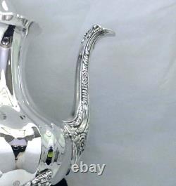 1960 Towle Silver Grand Duchess Rococo Ornate Footed Scalloped Coffee & Tea Set