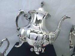 1960 Towle Silver Grand Duchess Rococo Ornate Footed Scalloped Coffee & Tea Set