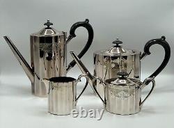 1960's 5pc Tea & Coffee Service By Lunt Silver Plate Fluted Engraved /b