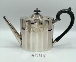 1960's 5pc Tea & Coffee Service By Lunt Silver Plate Fluted Engraved /b