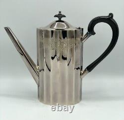 1960's 5pc Tea & Coffee Service By Lunt Silver Plate Fluted Engraved /b