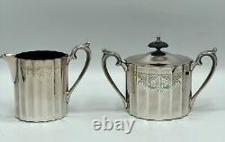 1960's 5pc Tea & Coffee Service By Lunt Silver Plate Fluted Engraved /b