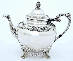 1966 Heritage Midcentury Chased Ornate 1847 Rogers Tea & Coffee Set W /tray 5 Pc