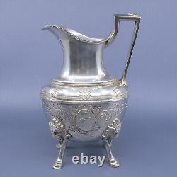 19c HALL ELTON Treble Plate 6 pc Tea Set Urn Samovar MEDALLION 1867 Wallingford