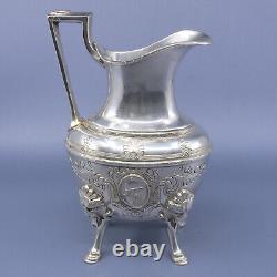 19c HALL ELTON Treble Plate 6 pc Tea Set Urn Samovar MEDALLION 1867 Wallingford