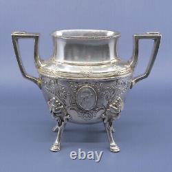 19c HALL ELTON Treble Plate 6 pc Tea Set Urn Samovar MEDALLION 1867 Wallingford