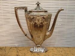 19thC VICTORIAN BARBOUR BROS SILVER PLATE REPOUSSE 3 PIECE COFFEE OR TEA SERVICE