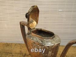 19thC VICTORIAN BARBOUR BROS SILVER PLATE REPOUSSE 3 PIECE COFFEE OR TEA SERVICE