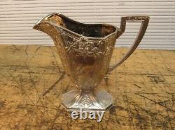 19thC VICTORIAN BARBOUR BROS SILVER PLATE REPOUSSE 3 PIECE COFFEE OR TEA SERVICE