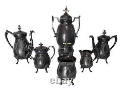 19th C. Antique 6 Piece Manhattan Plate Co Silver Plated Coffee Tea Service Set