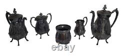 19th C. Antique 6 Piece Manhattan Plate Co Silver Plated Coffee Tea Service Set