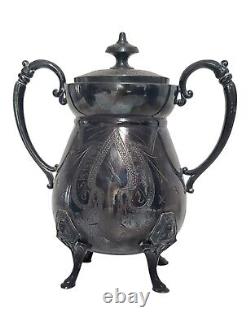 19th C. Antique 6 Piece Manhattan Plate Co Silver Plated Coffee Tea Service Set