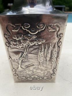 19th Cent. Silver Plate European Classic Ornate Repousse Hallmarked Tea Caddy