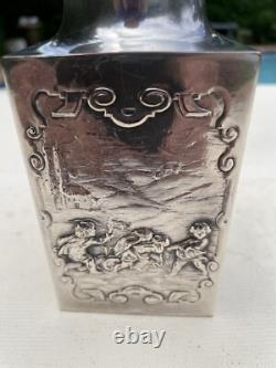 19th Cent. Silver Plate European Classic Ornate Repousse Hallmarked Tea Caddy