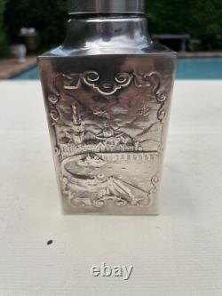 19th Cent. Silver Plate European Classic Ornate Repousse Hallmarked Tea Caddy