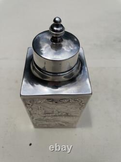 19th Cent. Silver Plate European Classic Ornate Repousse Hallmarked Tea Caddy